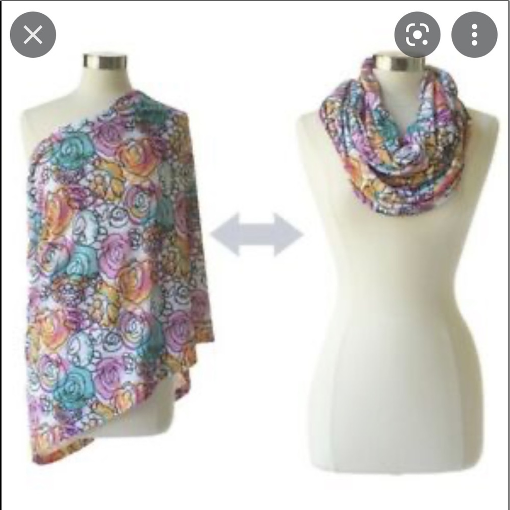 CC Itzy Ritzy's Nursing Happens Multi Colored Floral Sketch Infinity Scarf